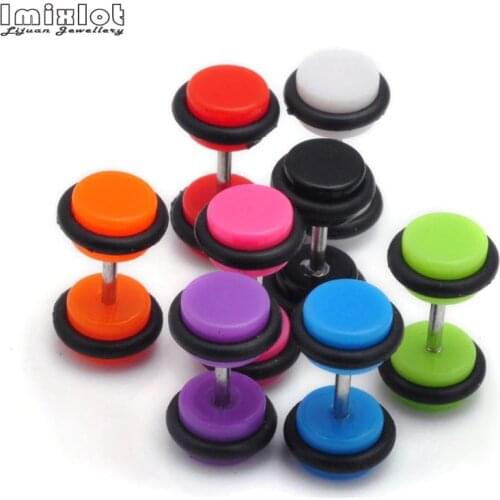 16pcs/lot Stainless Steel Screw Ear Stud Earrings Women Men Fake Piercing Expander Tunnel Ear Plugs Brincos Body Percing Jewelry