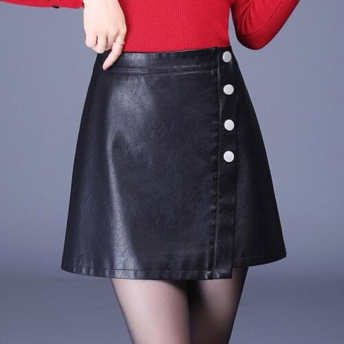 2020 early autumn rivet European and American style womens new wholesale high waist pocket zipper PU leather skirt high quality