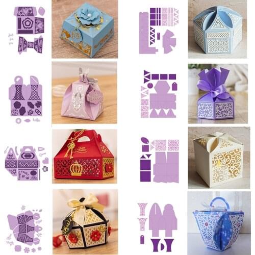 3D Various Gift Candy Box Set Metal Cutting Dies for DIY Scrapbooking Wedding Paper Cards Making Crafts 2019 New Die Cut