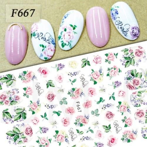 1pc Retro Flower Nail Sticker Leaves Rose Butterfly Summer Nail Art Decoration Manicure Tips