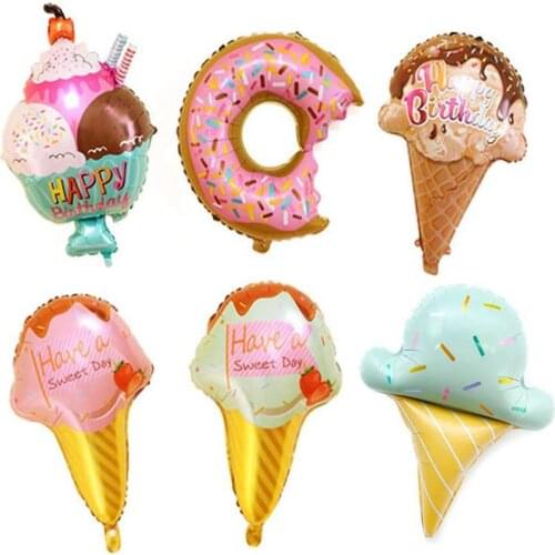 6pcs/pack Kawaii Ice Cream Doughnut Food Balloon Kids Party Decor Balloons Party Supplies Balloons
