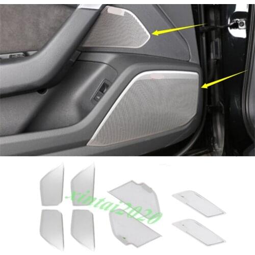 8PCS Stainless Inner Car Door Audio Speaker Cover Trim For Audi A6 C8 2019-2020 Car Styling Accessories
