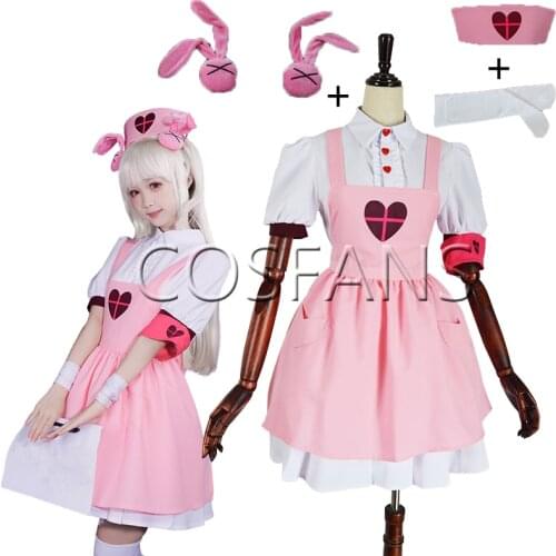 8PCS Youtuber Natori Sana Maid Apron Dress Nurse Uniform Outfit Cosplay Costumes Halloween cosplay costume Headwear sock hat
