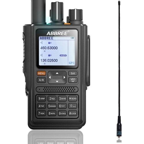 ABBREE AR-F8 GPS location Sharing All Bands(136-520MHz) Frequency/CTCSS Detection Walkie Talkie add AR-775 Telescopic antenna