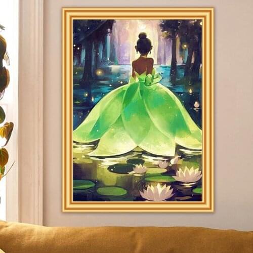 5D DIY Diamond Painting Lotus-Leaf Girl Cross Stitch Kit Full Drill Embroidery Mosaic Art Picture Of Rhinestones Home Decor Gift