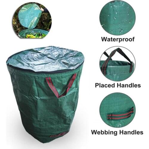 Large Capacity Heavy Duty Garden Waste Bag Durable Reusable Waterproof PP Yard Leaf Weeds Grass Container Storage 120L/272L/300L
