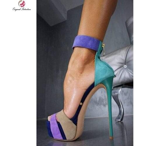 Original Intention Gorgeous Women Sandals Elegant Peep Toe Thin Heels Sandals Multicolors Shoes Woman Plus Size 4-15