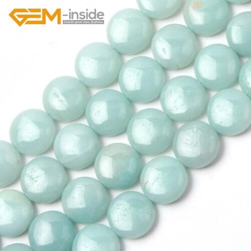 GEM-inside Coin shape Amazonite Stone Beads Natural Stone Beads DIY Loose Beads For Jewelry Making Strand 15 inches Wholesale