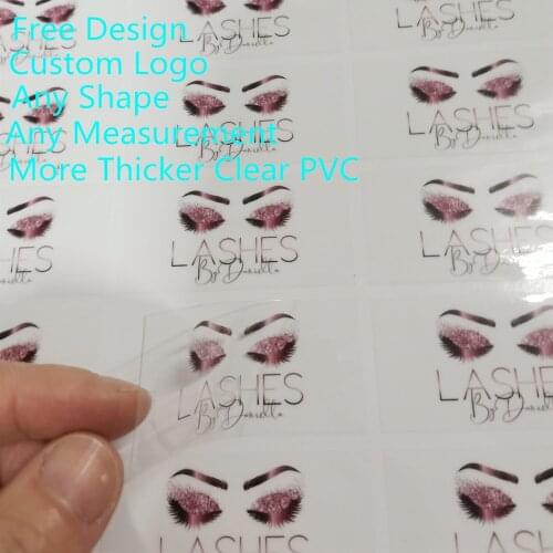 Glossy/Matte Waterproof Clear PVC Eyelash Box Packing Sticker Label With Custom Logo Printing