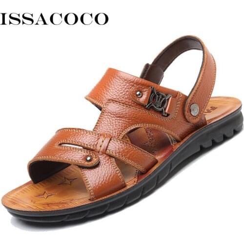 Мужские кожаные сандали Issacoco China At AliExpress