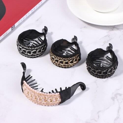 Korean Women Hair Clips Elegant Crochet Hair Claw Large Hairpins Banana Hair Clips Ponytail Hold Clamp Girl Hair Accessories