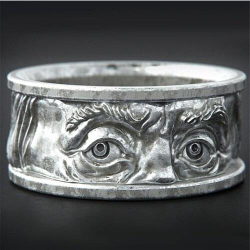 DUTRIEUX Creative Embossed Eyes Staring Ring Unique Design Mens Index Finger Ring Exquisite Jewelry Accessories