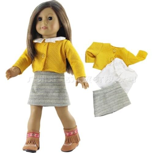Doll Clothes Pants Shirt For 18 Inch American Doll Accessory Girl dress white suspenders + top set for children gift