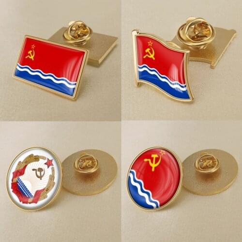 Latvian Soviet Socialist Republic SSR Flag Brooch Badges Lapel Pins