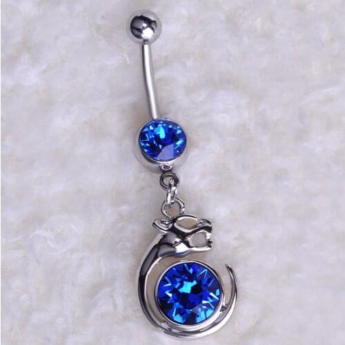 Statement Tiger Animal Navel Piercing Jewelry rhinestone Body Piercing Brand Gothic Body Jewelry Stainless Steel Accessory