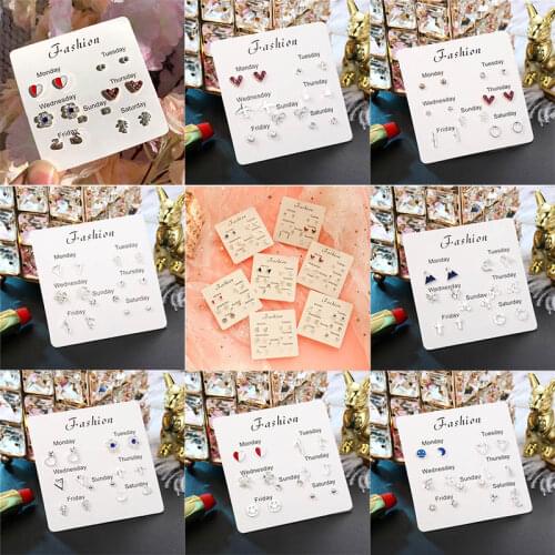 Trendy Flower Earring 2020 Trendy Mixed Cute Small Heart Stud Earrings Set For Women Fashion Round Geometric Earring Set