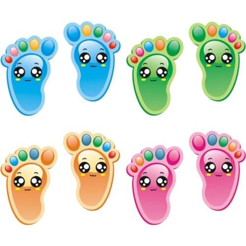 15 Pairs Kids Floor Stickers Self-Adhesive Social Distance Footprint Decals for Children Nursery Bedroom Living Room