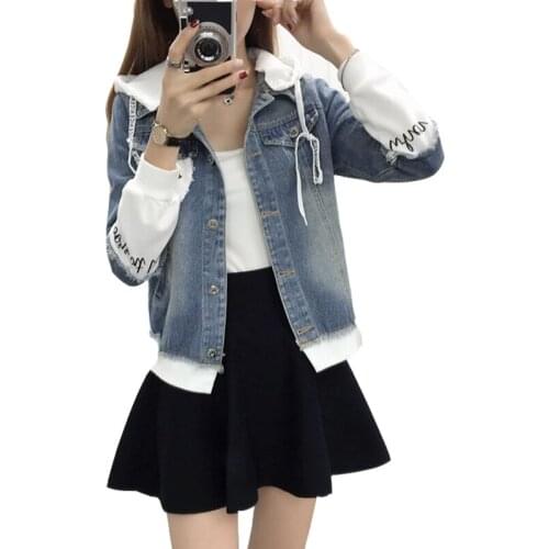 New Denim Jacket Female 2019 Loose Short Hooded Slim Detachable Casual Fashionable Women Coats Female outwear Denim Feminine