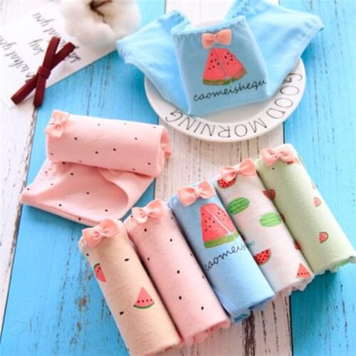 New Arrived 4Pcs/Lot Girl Panties Underwear Lace Briefs Cotton Lingerie Soft Comfortable Bowknot Cartoon Panty Wholesale 2251-4
