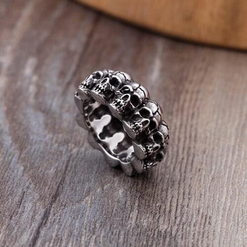 New stainless steel skull ring alternative titanium steel mens personality tail ring