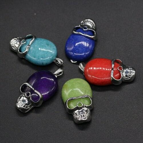 New Style Skull Shaped Semi-precious Pendant Charms For DIY Necklace Handiwork Sewing Craft Jewelry Accessory Making