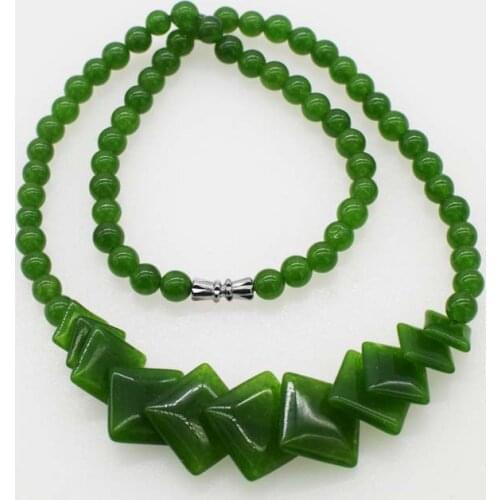 Green jade/purple jade round and square 18inch necklace wholesale beads nature FPPJ woman 2018