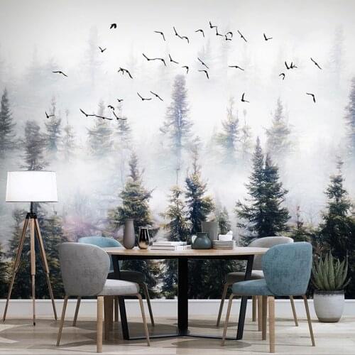 Custom Photo Hand Painted Forest Clouds Flying Birds Oil Painting Bedroom Study Living Room Sofa TV Background Mural Wall Paper