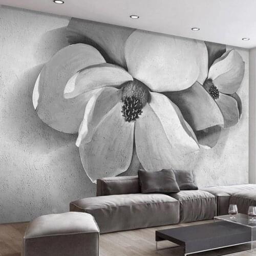 Custom Wallpaper Industrial Wind Gray 3D Flower Rose Photo Mural Living Room TV Sofa Background Wall Covering Home Decor Fresco