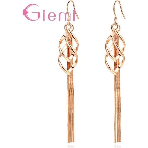Geometric Drop Earrings 925 Silver Woman Vintage Spiral Frosted Metal Tassel Dangle Earring Female Punk Statement Jewelry