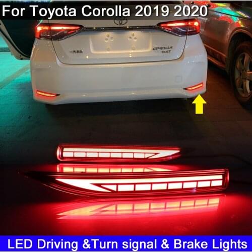 For Toyota Corolla 2019 2020 Three Function LED Rear Bumper Reflector Warning Light Braking Brake Stop Light Turn Signal Lights