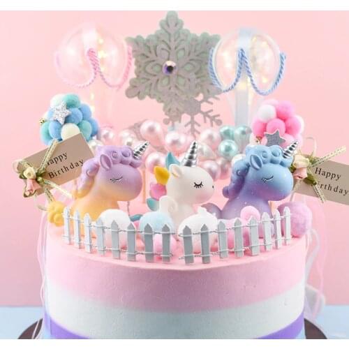 Unicorn Cake Topper Car Dashboard Decorations Unicorn Figurine Ornament for Birthday Wedding Anniversary