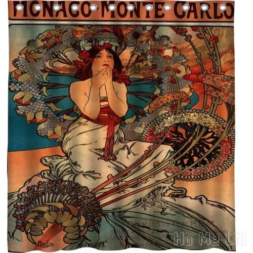 Alfons Mucha Monaco Monte Carlo Design Waterproof Shower Curtain Bathroom Accessories
