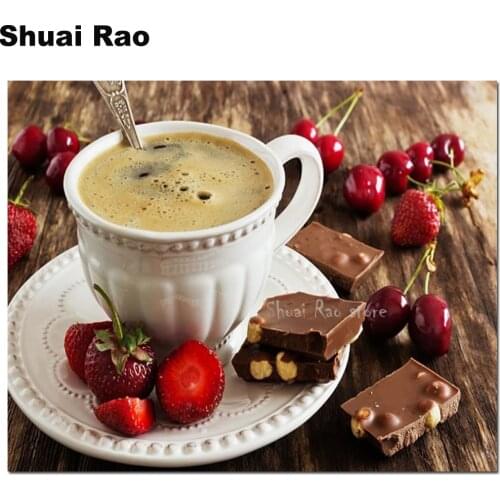 DIY cross stitch mosaic diamond"chocolate coffee"pattern full set 5D Square/Round Full Drill Rhinestone Embroidery Cafe kitchen