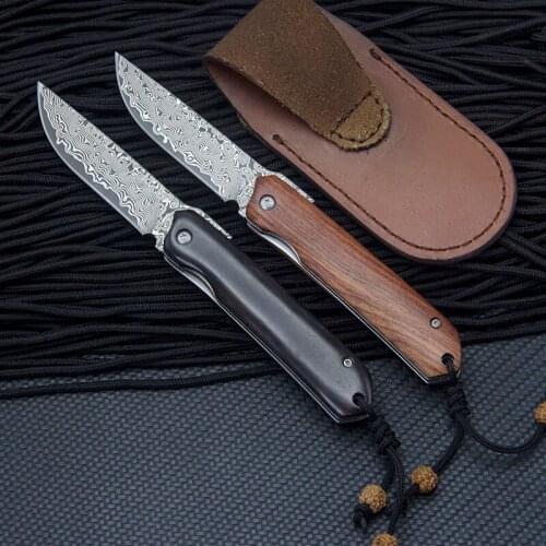 High Hardness Damascus Folding Knife VG-10 steel Outdoor Rescue Survival edc Tool Gift Collecting Knife