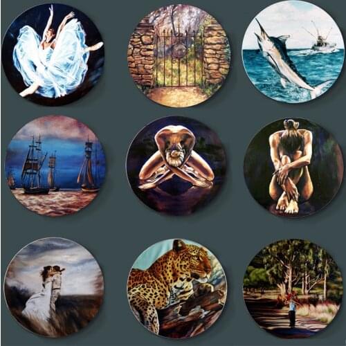Yvette Mey Painting Art Plate High-End Wall Plate Fashionable Decoration Crafts European Style Decorative Plate Wall Background