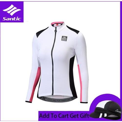 Santic Women Cycling Jerseys Long Sleeve Pro Fit Road Bike MTB Top Jerseys Spring Summer Cycling Tops Size S-2XL L8C01093