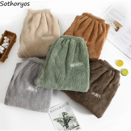 Sleep Bottom Women Winter Full Length Pajama Pants Flannel Casual Soft Warm Daily Homewear Plus Velvet Couples Ulzzang Loose New