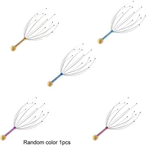 1Pcs 12 Finger Head Relax Massager Hair Held SPA Scalp Neck Stress Relief Massage Release Head Physician Steel Ball Massager