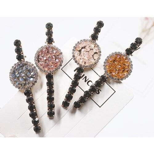 1Pc Bling Crystal Hairpins Headwear Girls Women Rhinestone Hair Clips Pins Barrette Styling Side Clip Hair Accessories 4 Colors