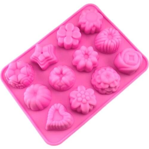 12 cavity flowers Silicone Cake Mold Kitchen Bakeware DIY Desserts Baking Mousse Moulds Pan Tools