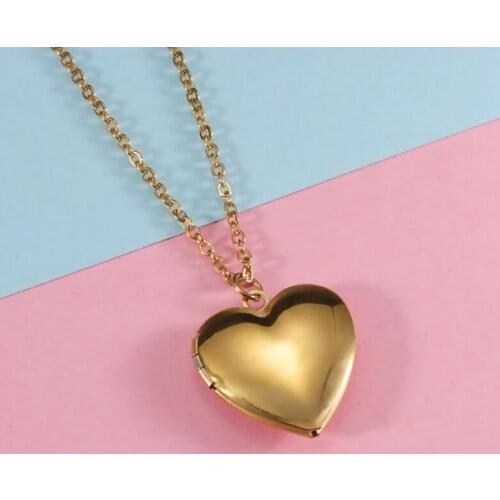 22.6*25mm 45cm Photolocket Pendant Necklace Mirror Polish Stainless Steel Chain Necklace For Womens Fashion 2021 Jewelry