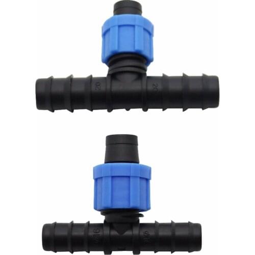 5/8" Thread Lock Drip Tape Tee Connector Hose Adapter for Greenhouse Garden Micro Drip Irrigation Fittings 2 Pcs