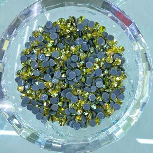 Free Shipping Citrine AB Color SS20 Size 8 Big and 8 Small Facets Flat Back Hot Fix Iron On Rhinestone