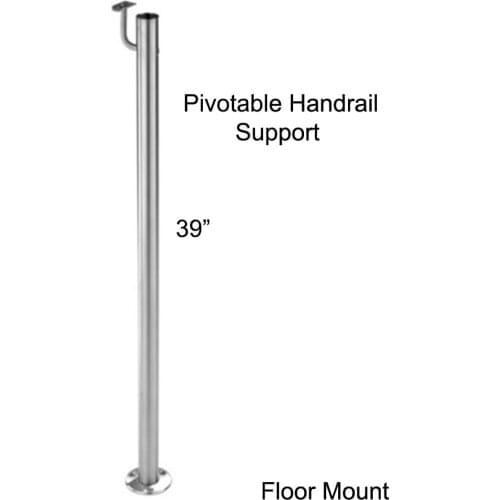 Freeshipping SUS 304# 39"(1000mm) Floor Mount Newel Post W/Handrail Support