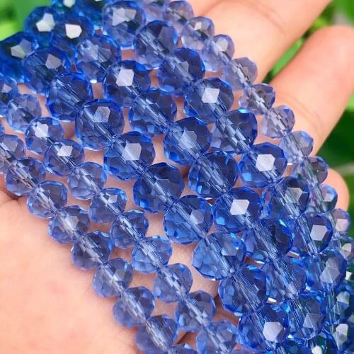 Wholesale 4/6/8/10/12mm light blue Austria Crystal Beads Jewelry Faceted Crafts Loose Spacer Beads For DIY Jewelry Making