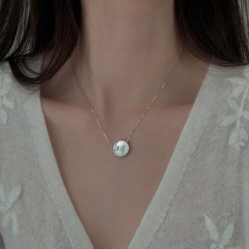 925 Sterling Silver Rose Gold-Plated Unique Shell Star Moon Planet Custom Necklace Female Chain Charming Femininty Design Luxary