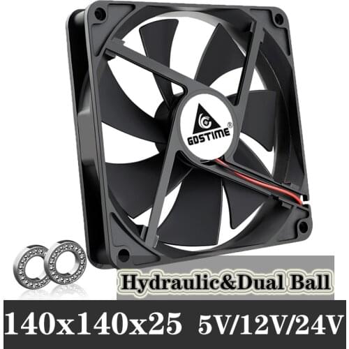 Gdstime 14cm 140mm 5V 12V 24V PC Computer Case Fan Laptop CPU Cooling Fan 2PIN USB 140x140x25mm Ball/Sleeve Bearing