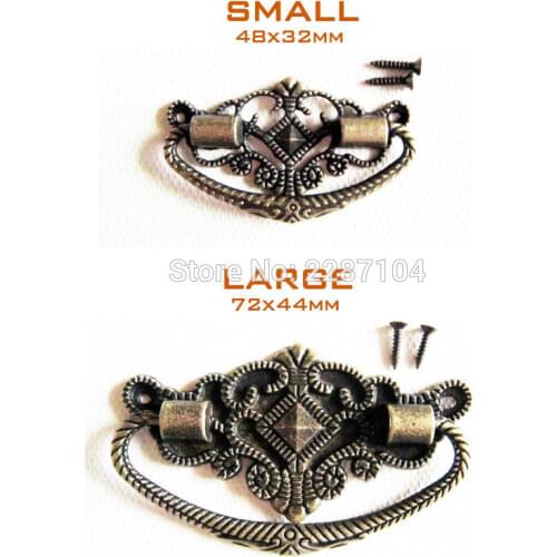 6pc Decorative Antique Brass Vintage Flower Furniture Jewelry Chest Dresser Cabinet Cupboard Drawer Handle Pull 48x32mm 72x44mm