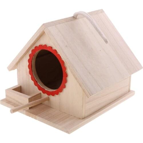 Wooden Bird House Hanging/Nest/Feeding Box Handmade For Home Garden Decor L Hanging Wooden Birdhouse Nest