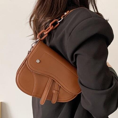 Designer Ladies Small Pu Leather Shoulder Bags High Quality Women Saddle Messenger Bags Fashion Female Chain Travel Handbags